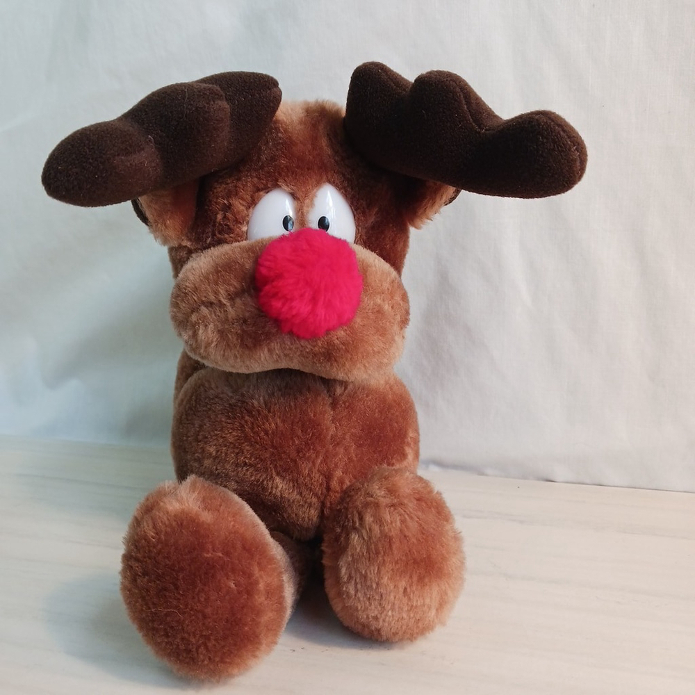 Vintage Russ Radar Reindeer Plush Stuffed Animal Toy Christmas